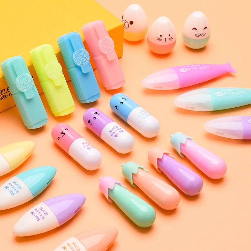 6 Pcs/Lot Capsule Eggplant Shape Cartoon Highlighters School