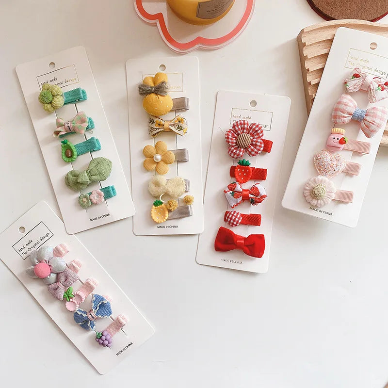 5pcs Set Cute Baby Girls Hairpins Bow Flower