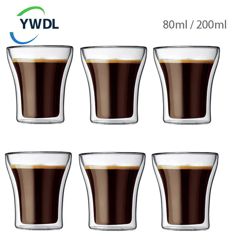 80/200ml Clear Double Wall Glass Espresso Coffee Cup
