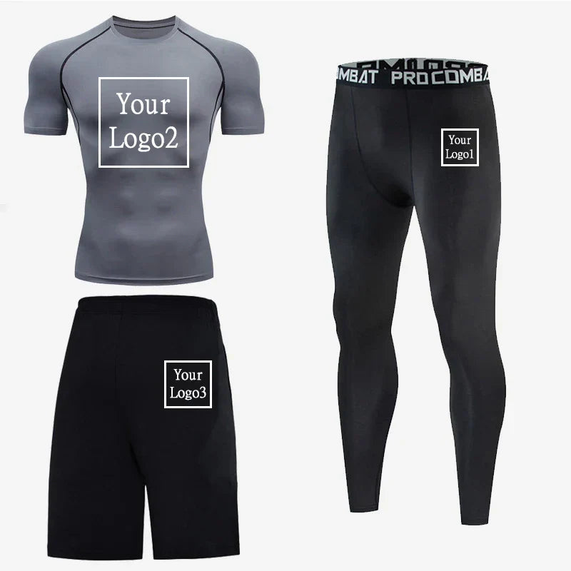 3Pcs Gym Thermal Underwear Men Clothing Sportswear Suits