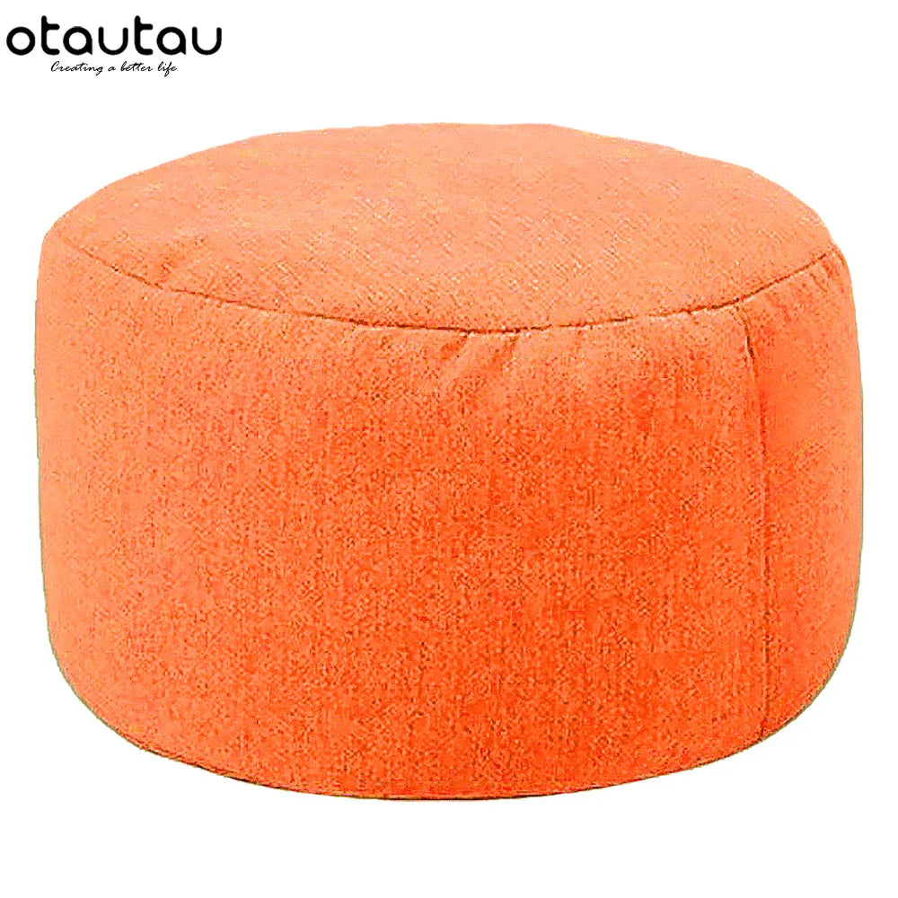 OTAUTAU Round Stool D30cm*H20cm Linen Bean Bag Ottoman