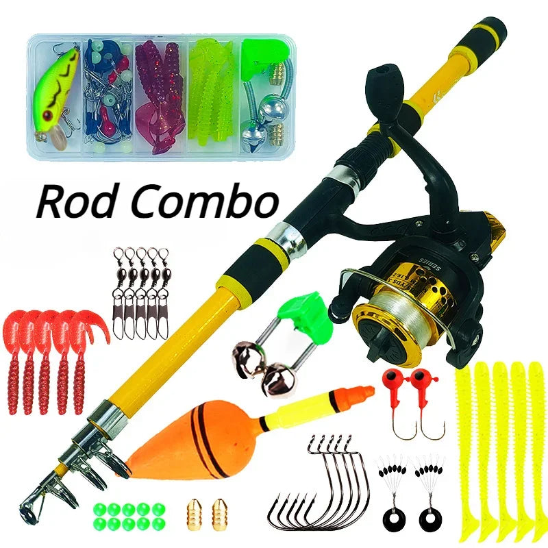 Spinning Fishing Rod and Reel Combo1.8M Telescopic Rod