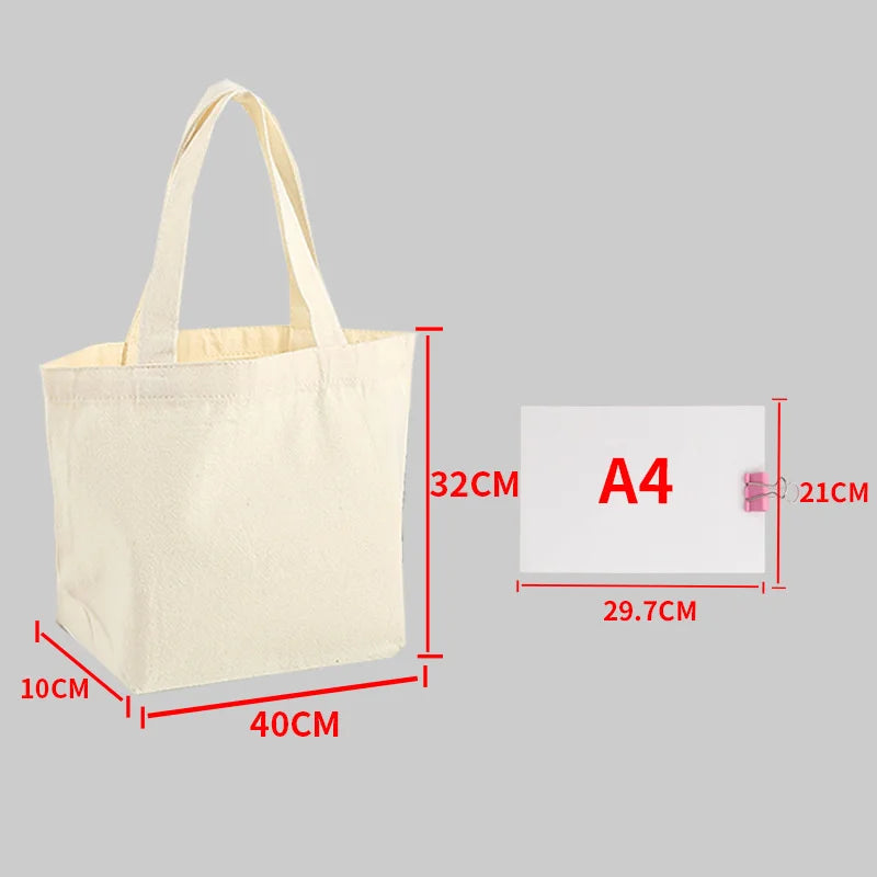 Large Capacity Canvas Shopping Bags DIY Folding EcoFriendly