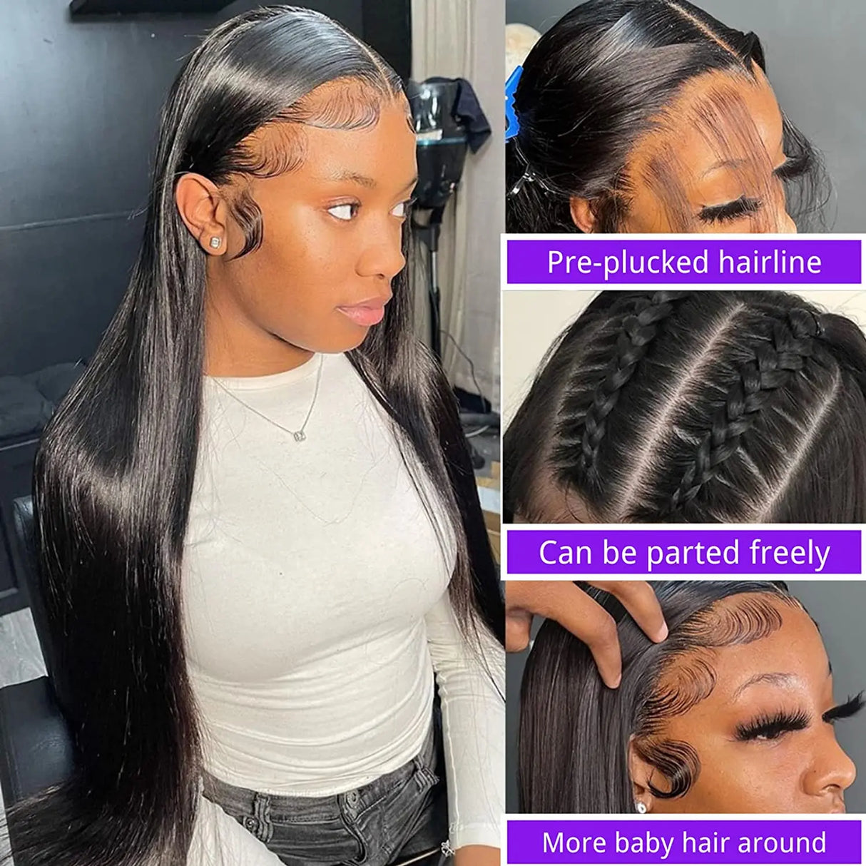 13X4 Lace Frontal Human Hair Glueless Wig Straight