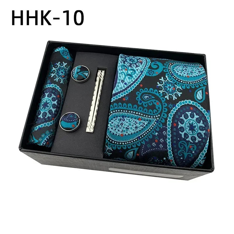 100Silk Feel Set Classic Ties for Men Kerchief