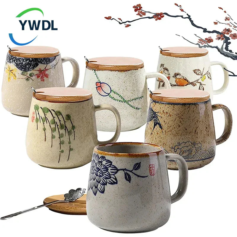 YWDL 380ml Japanese Retro Style Ceramic Coffe Mug