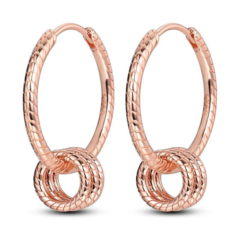 Rose Gold Hoop Earrings For Women 925 Silver