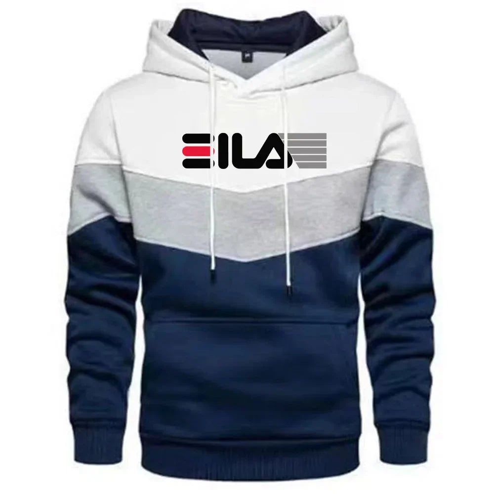 Men's Trending Brand Printed Splicing Hoodies Male Spring