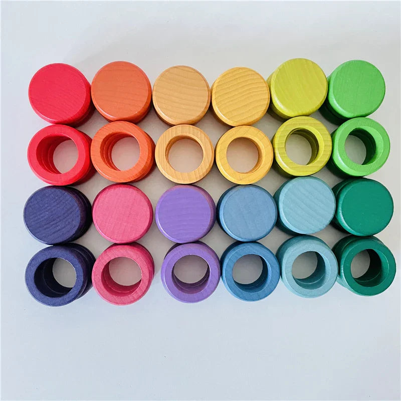Large Wooden Rainbow Stacker Blocks Nordic Toys Loose