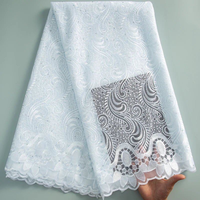 SJD LACE African Lace Fabric with Crystal 2024