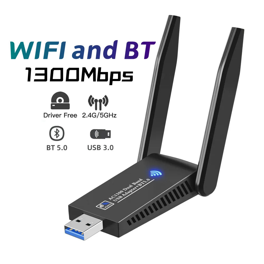 WiFi Bluetooth Wireless Network Card 1300M USB 3.0