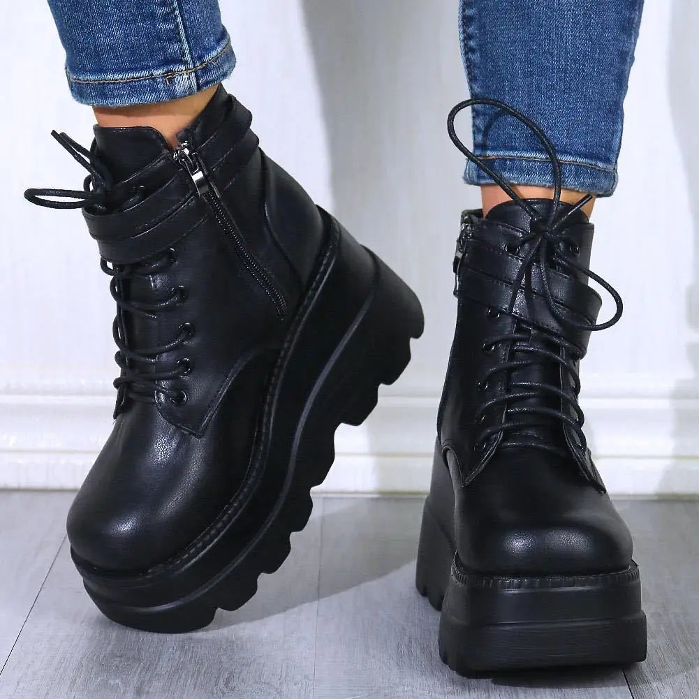 2023 New Spring Autumn Fashion Platform Wedge Boots