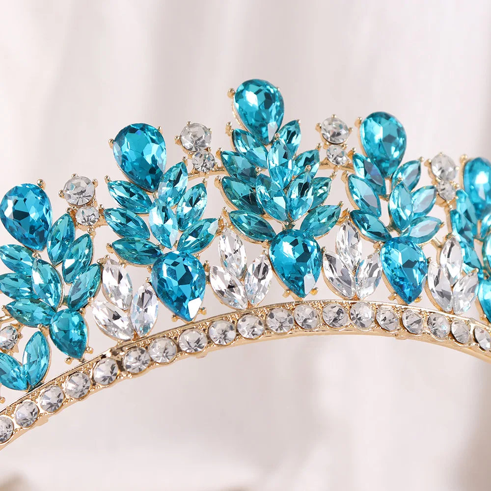 Baroque Green Opal Wedding Headband Crystal Bridal Crowns