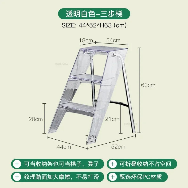 Modern Home Folding Ladder Transparent Acrylic Step Ladders