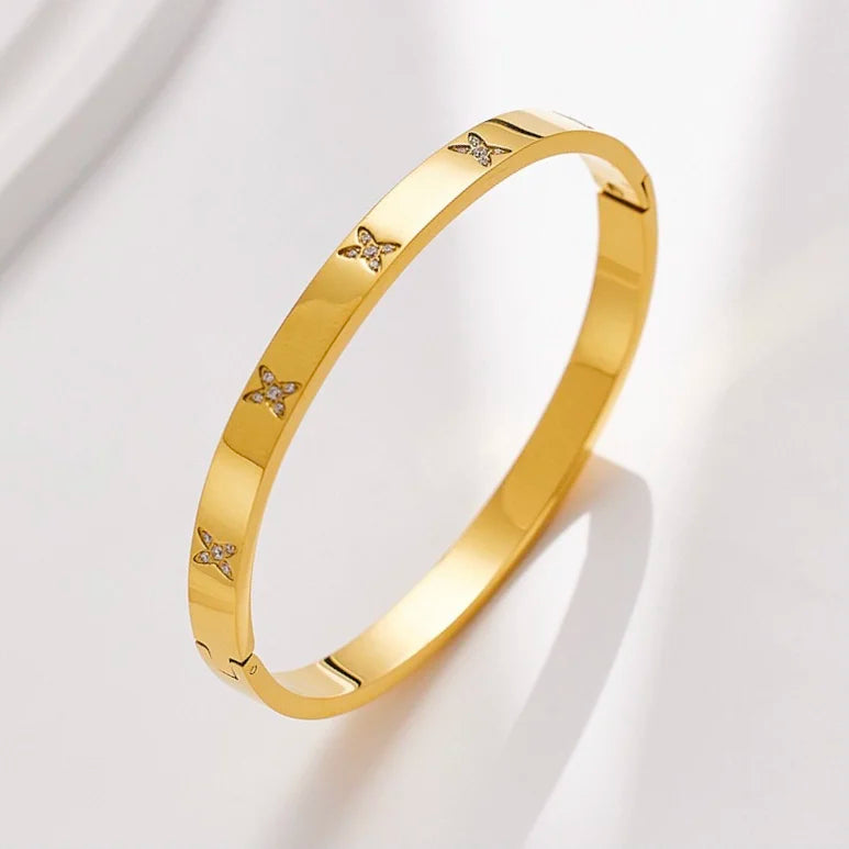 Waterproof Luxury Colorful Cubic Zirconia Bangles Stainless Steel