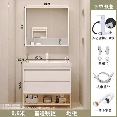 Washbasin Mirror Drawer Wall White Bathroom Cabinets Vanity