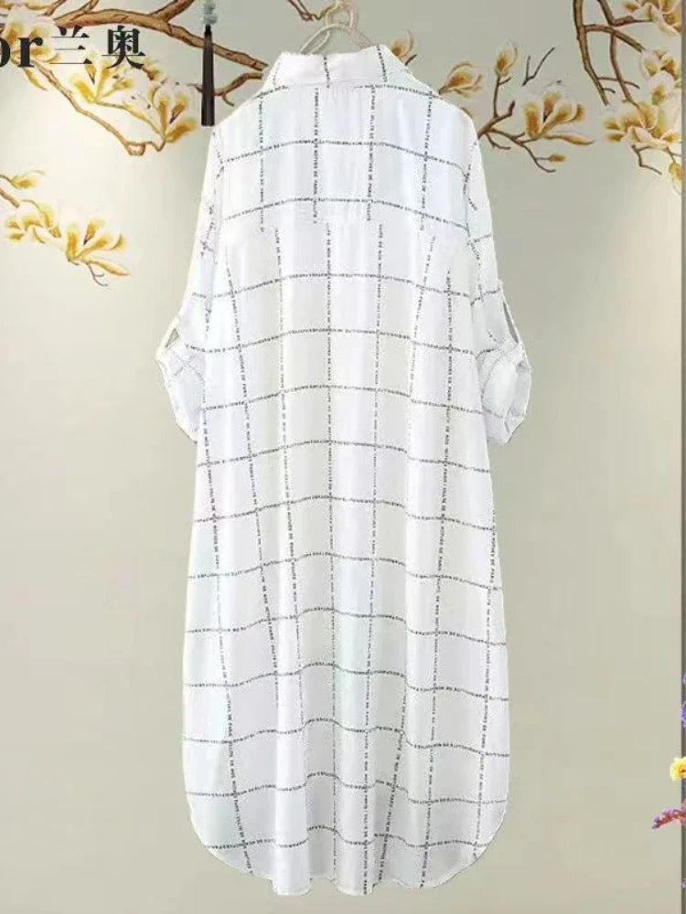 Plus Size Casual Plaid Print Oversize Women Autumn