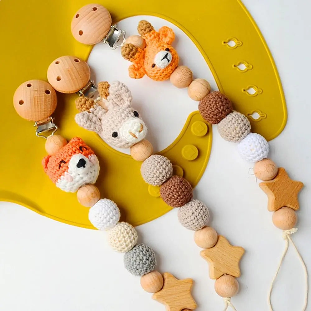 Soother Chain Dummy Clips Crochet Animal Pacifier Clips