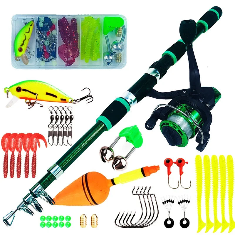 Spinning Fishing Rod and Reel Combo1.8M Telescopic Rod