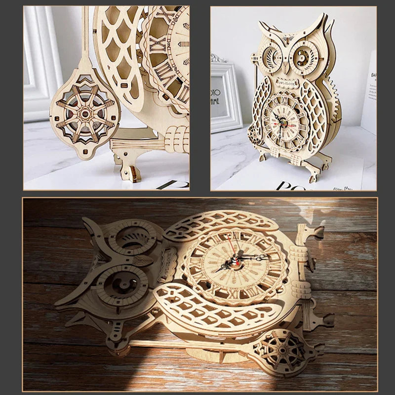 3D DIY Wooden Puzzle Jigsaw Owl Pendulum Vintage