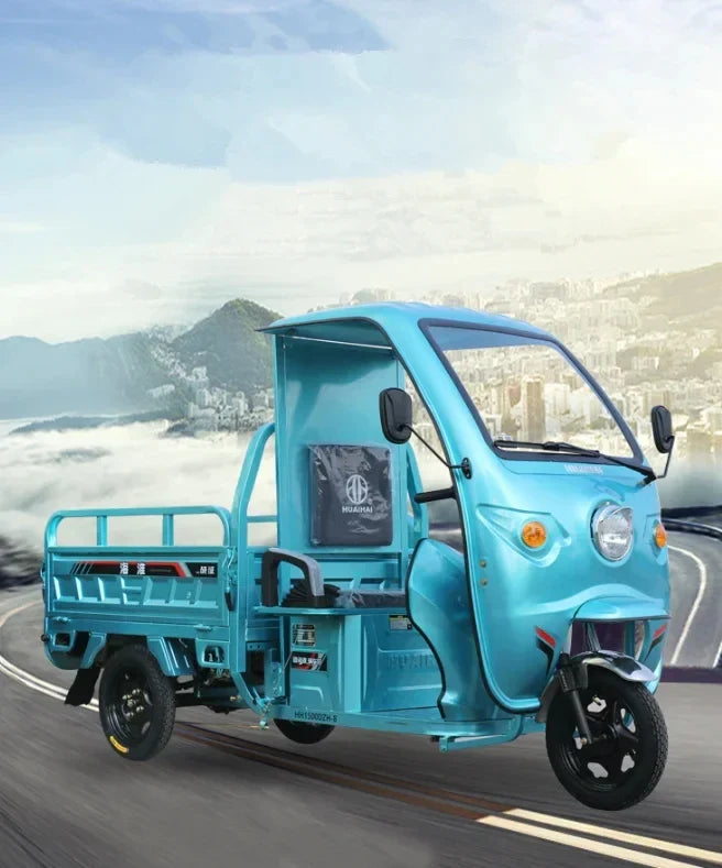 Semiclosed Electric Tricycle Hauling Semitop Load King Simple