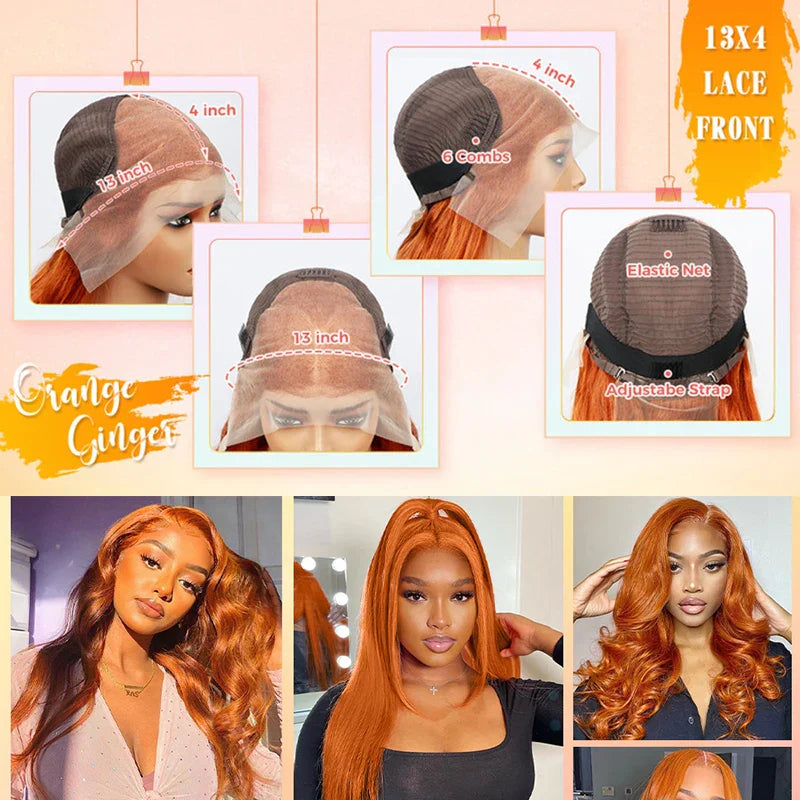 Ginger Orange 13x6 HD Lace Front Wigs Human
