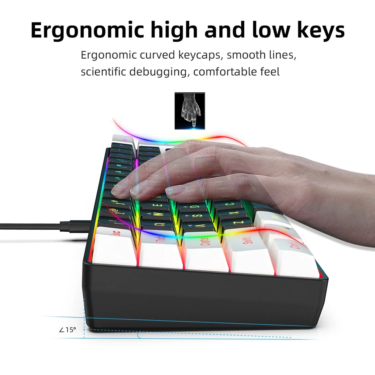 HXSJ V700BW A869 USB Keyboard Mouse Kit 61-key