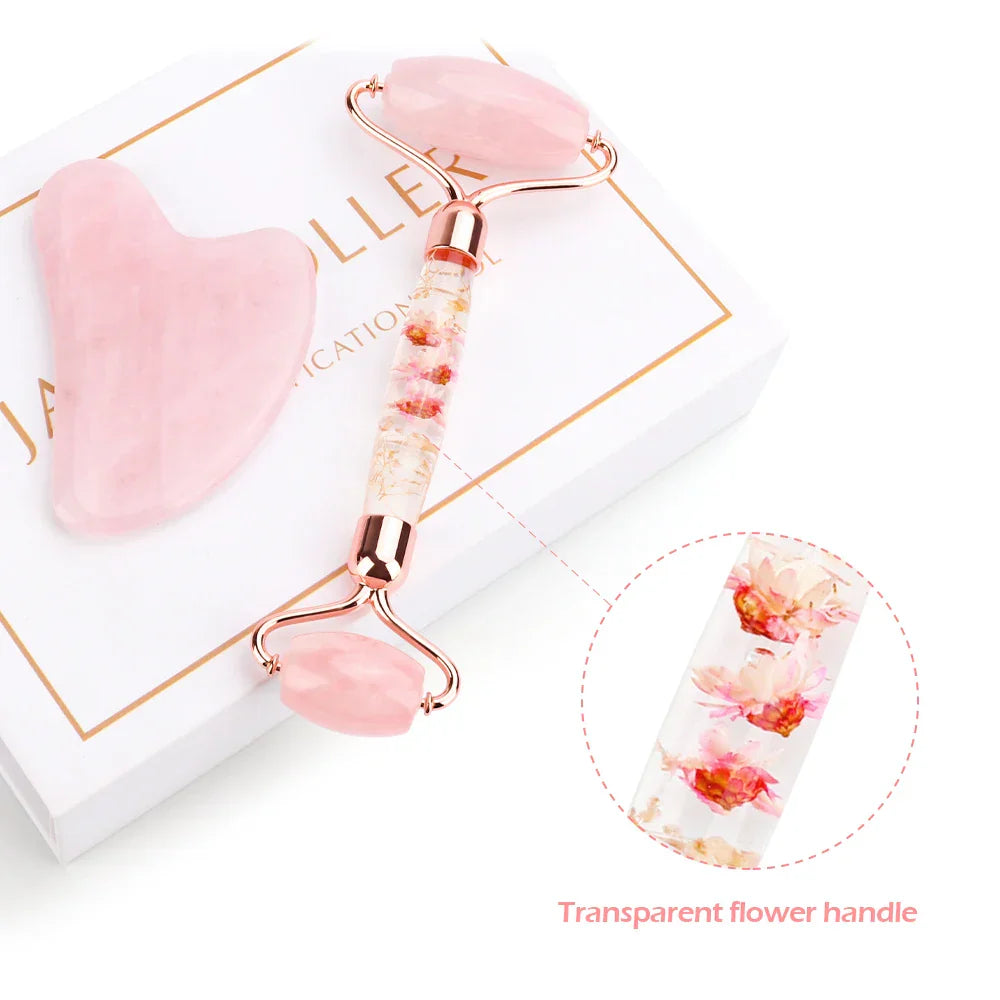 Natural Jade Roller Gua Sha Set Massager for