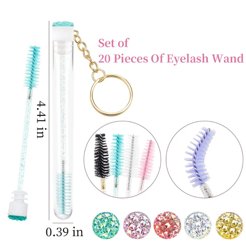 10pcs Mascara Wand Tubes Eyebrow Brush Diamond Key