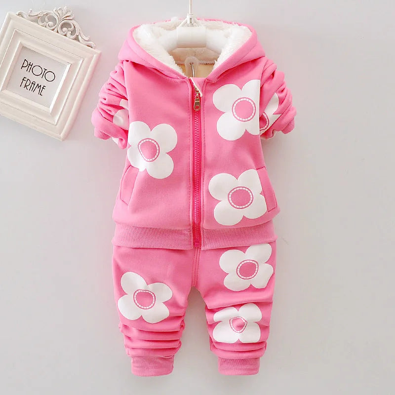 Baby Girls Flower Cartoon Thickk Woolen Autumn Winter