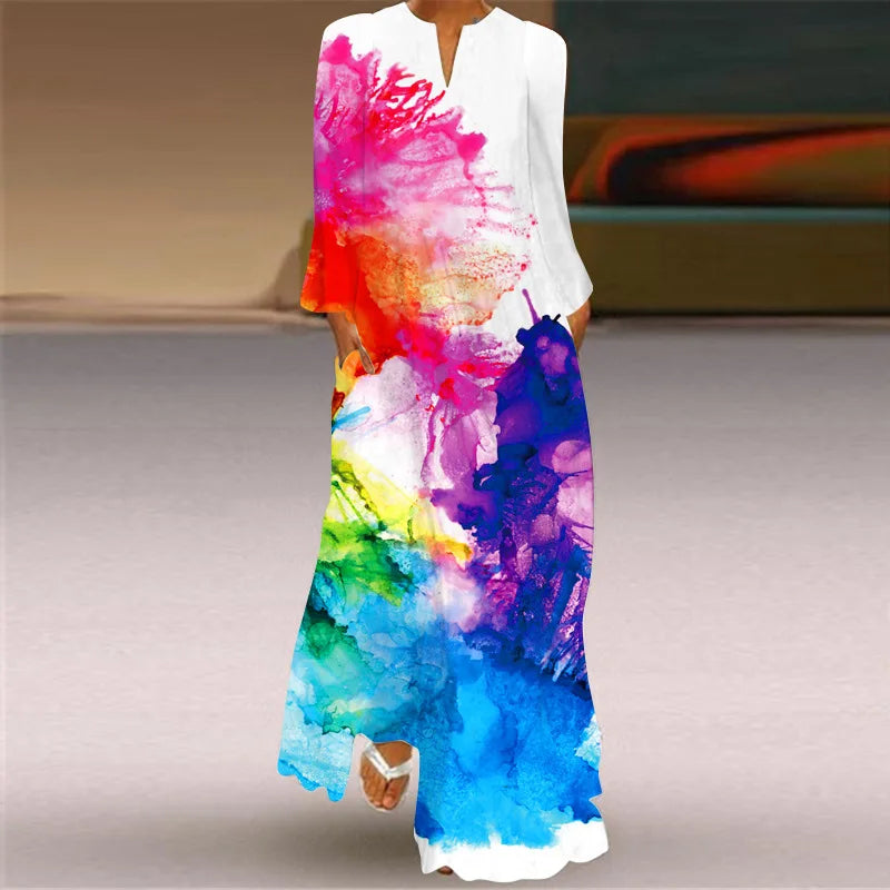 Plus Size Lady Autumn Winter Long Dress Women
