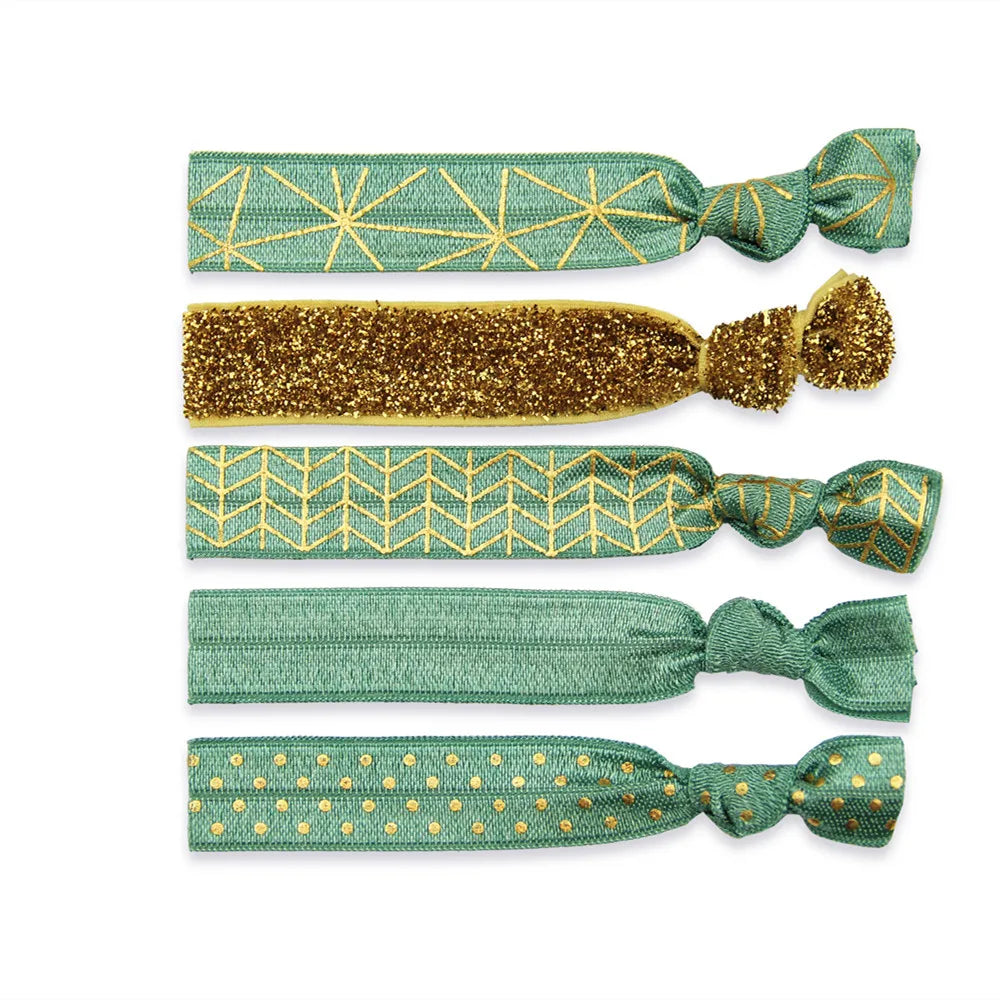 5 Packs Knotted Hair Tie Geometry Polka Dot