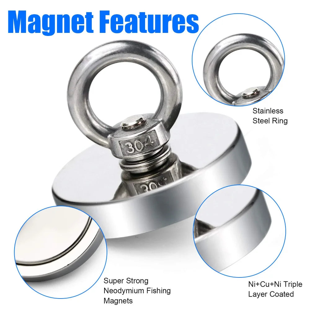 Super Strong Neodymium Fishing Magnet Hook N52 Heavy