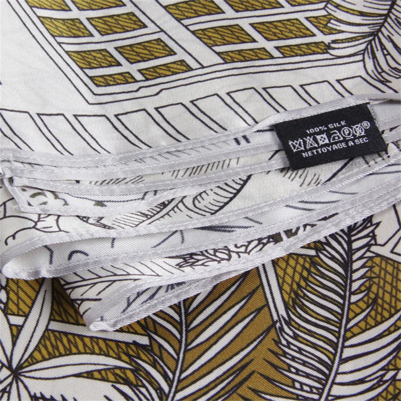 Silk Scarf Women Jungle Square Scarves Head Echarpes