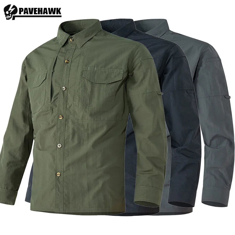 Mens Cargo Shirt Quick Drying Tactical Hiking Tops