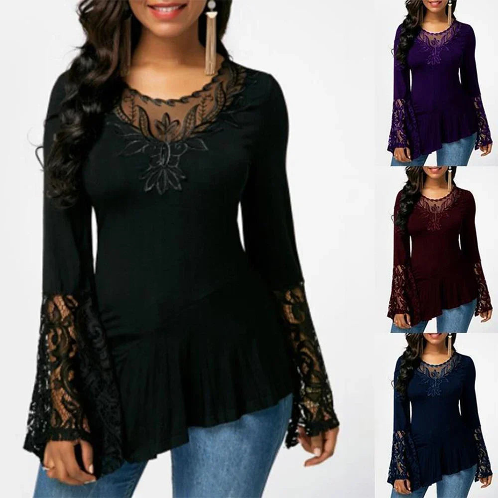 Plus Size Sexy Womens Autumn Winter Solid Pullover