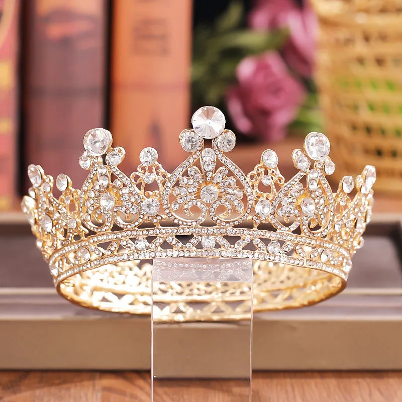 Crystal Rhinestone Round Crown Tiara Hair Jewelry Wedding