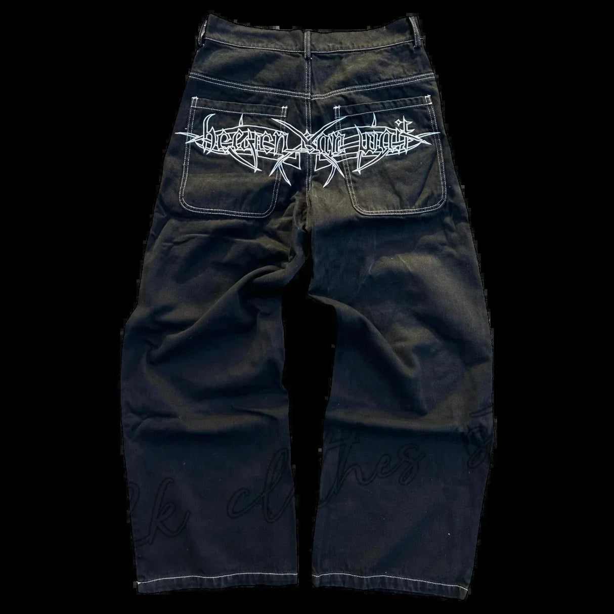 Harajuku Y2K men jeans vintage goth Skull Embroidery