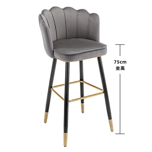 Leather High Bar Chair Modern Nordic Luxury Blue