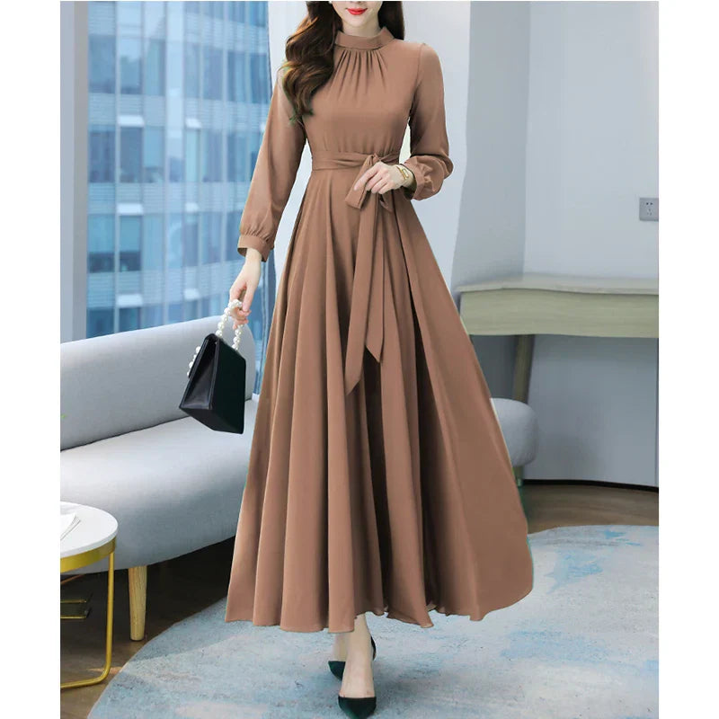 Plus Size Spring Autumn Women Maxi Dresses Female