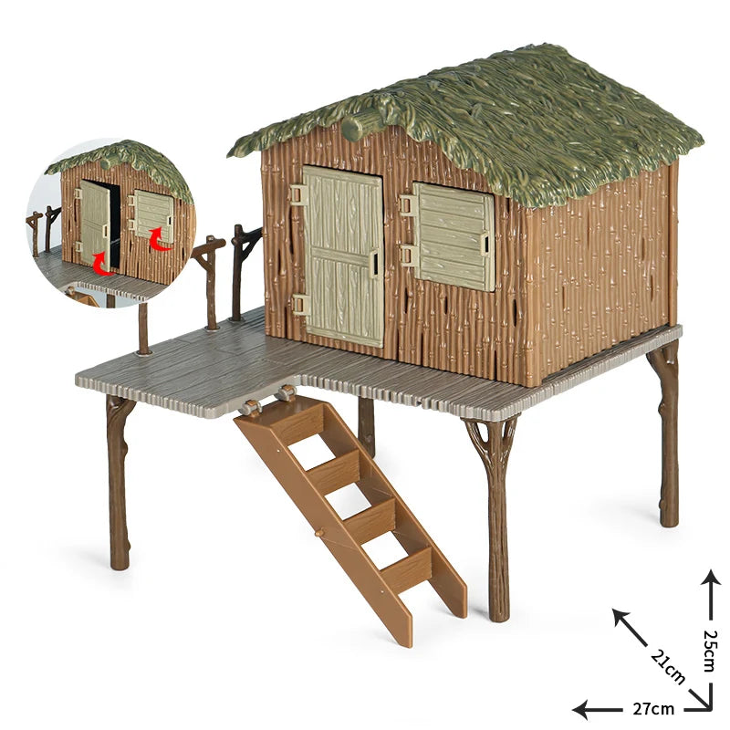 Oenux Farm House Model Action Figures Farmer Motorcycle
