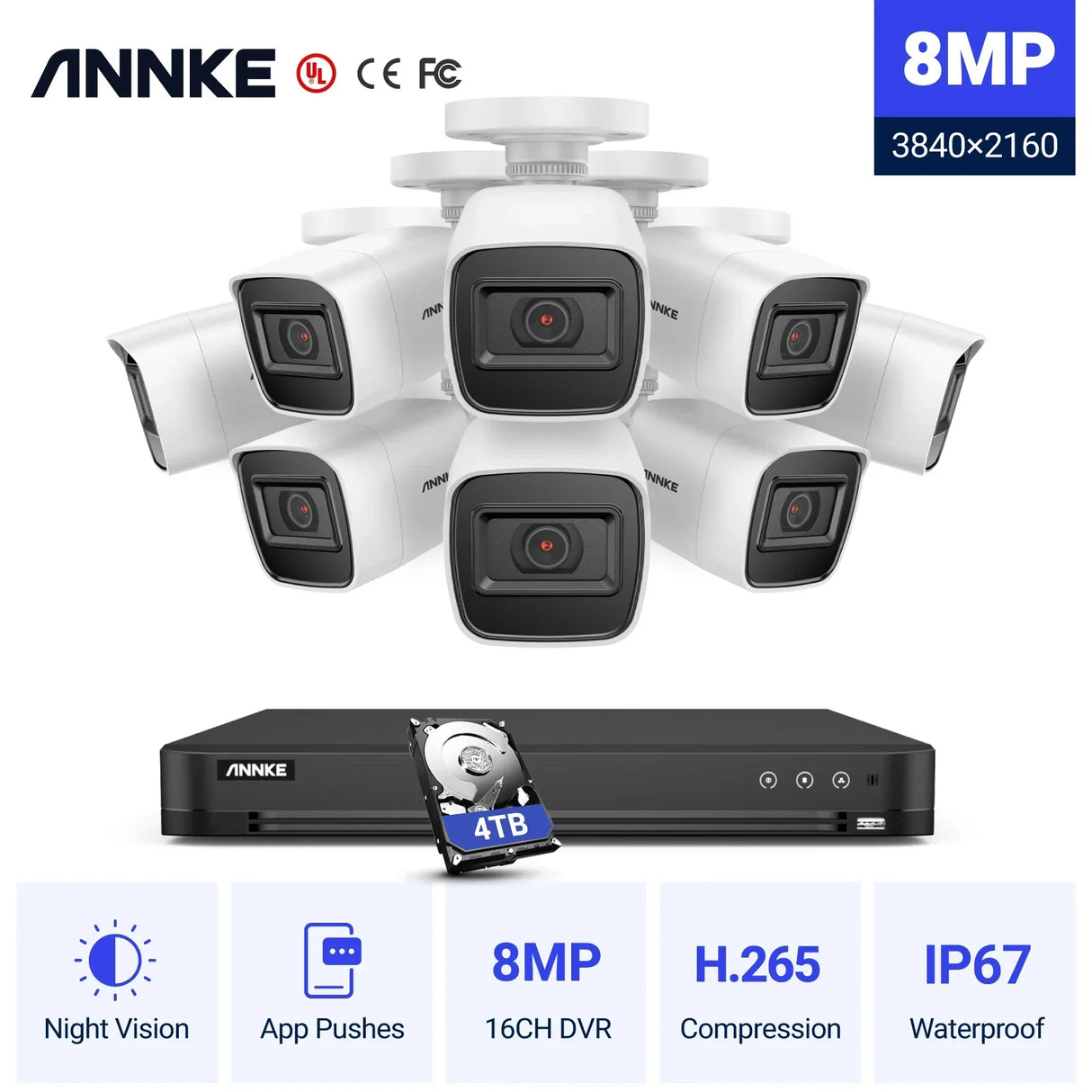 ANNKE 16CH 8MP POE NVR Kit Security Camera