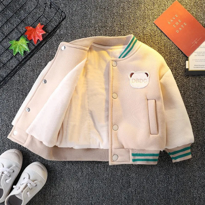 Autumn Winter Baby Boys Thickened Plush Jacket Coats