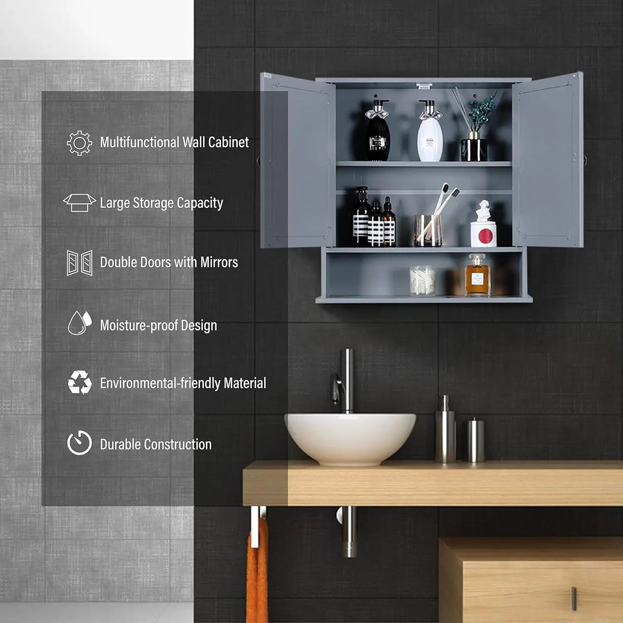 MAISON ARTS Bathroom Medicine Cabinet with Mirror and
