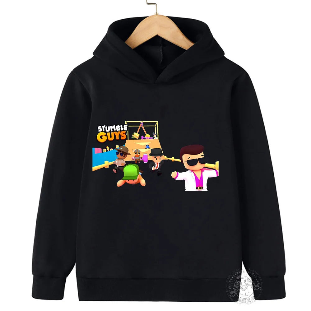 Kids Anime Stumble Guys Hooded Sweatshirts Long Sleeve