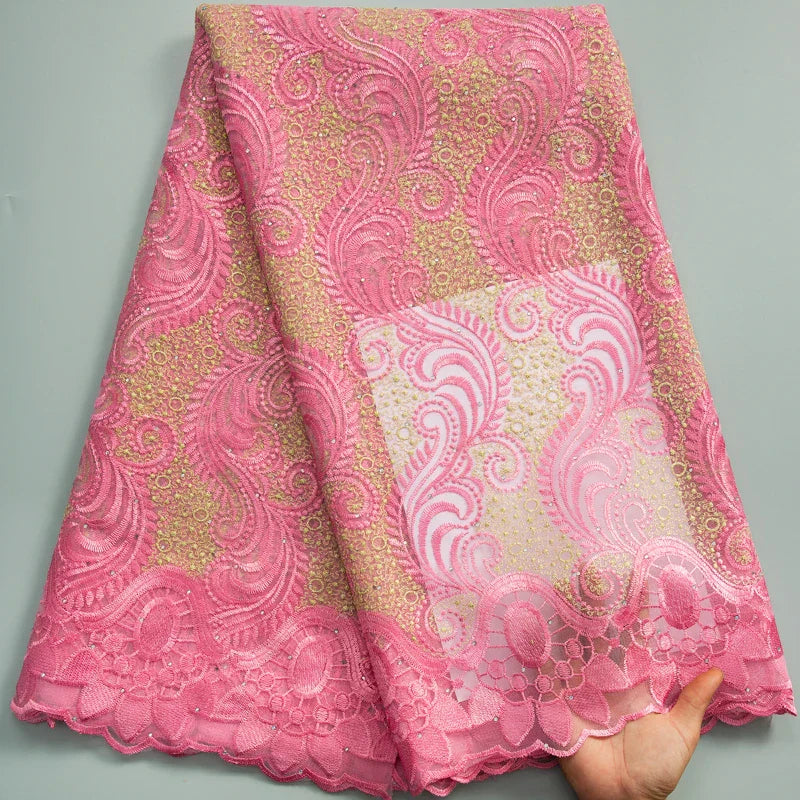 SJD LACE African Lace Fabric with Crystal 2024