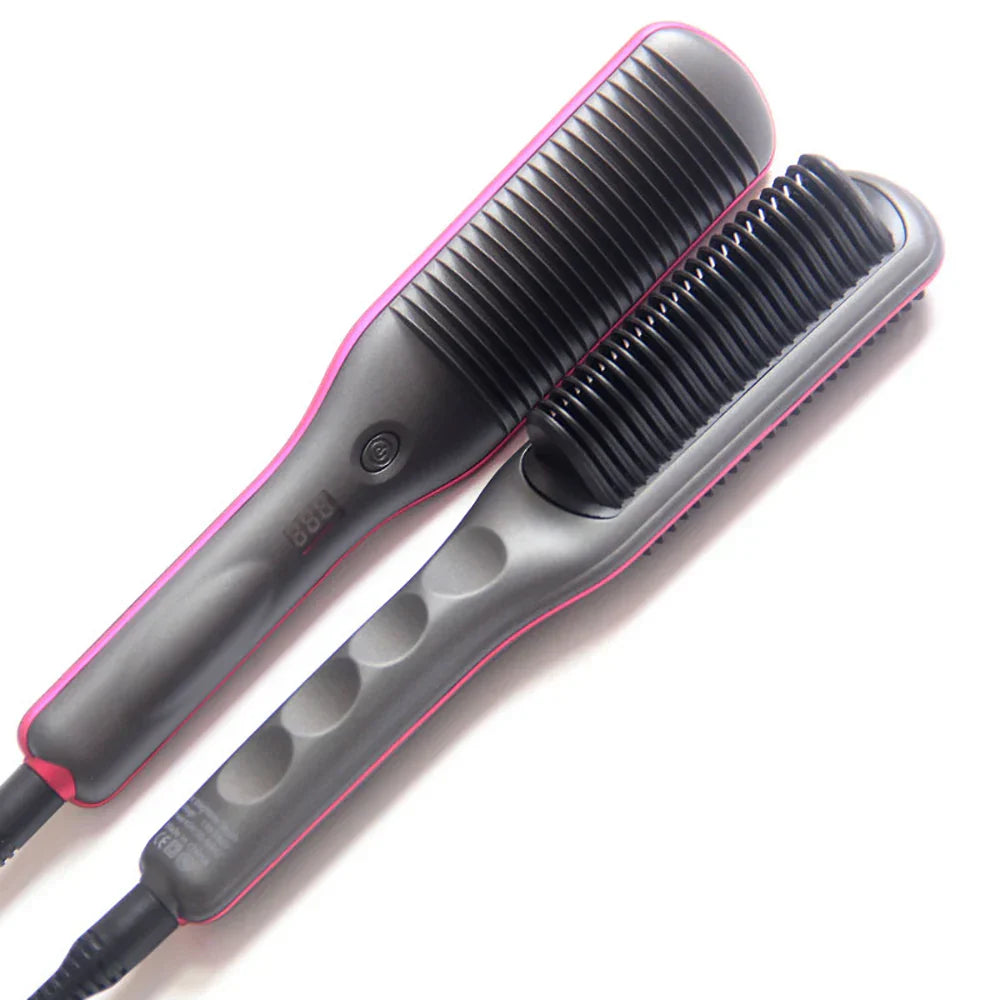 Professional Electric Hair Straightener Brush Anti-scald Straight Curling