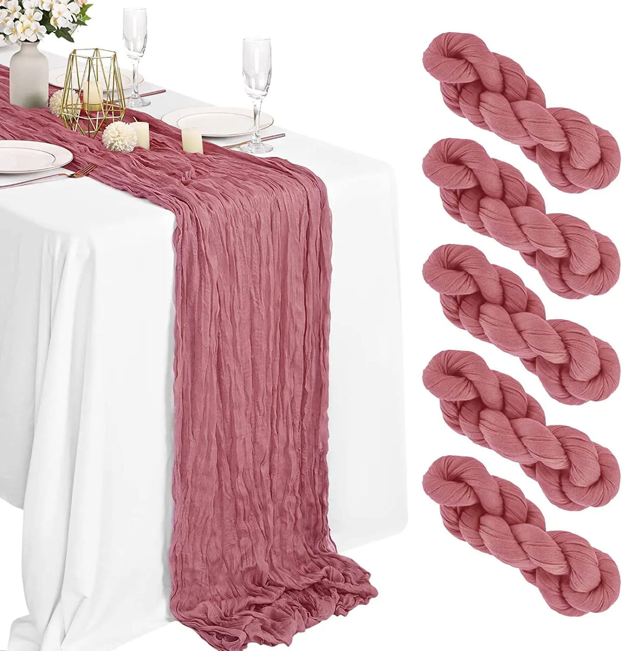 Crinkling Table runner gauze translucency doilies Holiday party