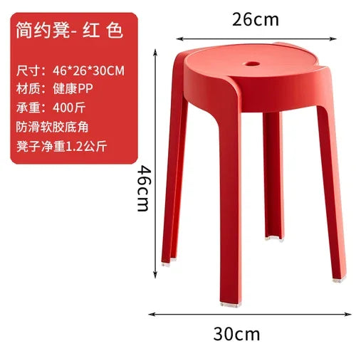 Plastic Stool Thickened Household Stackable Dining Table Bench