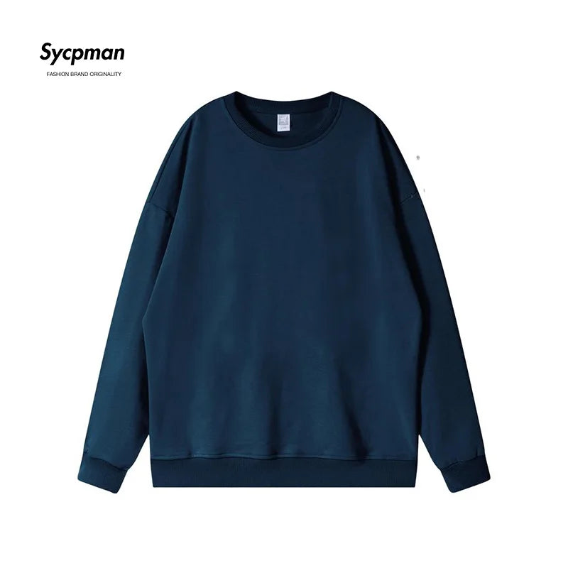 10.6oz 300gsm Cotton Pullover Sweater Men Solid Color